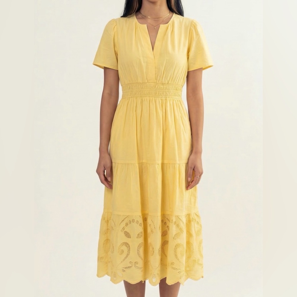Haute Hippie Yellow Broderie Maxi Dress